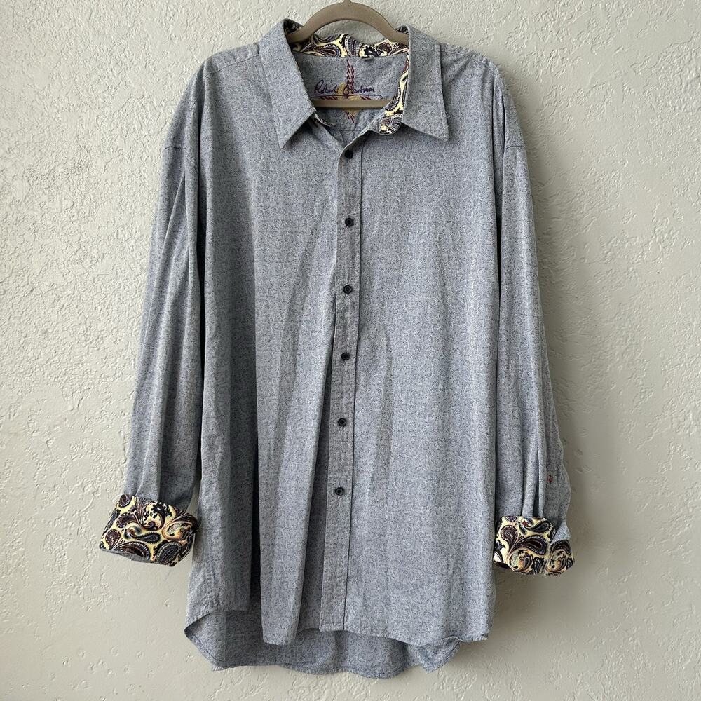Robert Graham 4XL Shirt Paisley Tonal Print Flip Cuff Button Mens Button Down